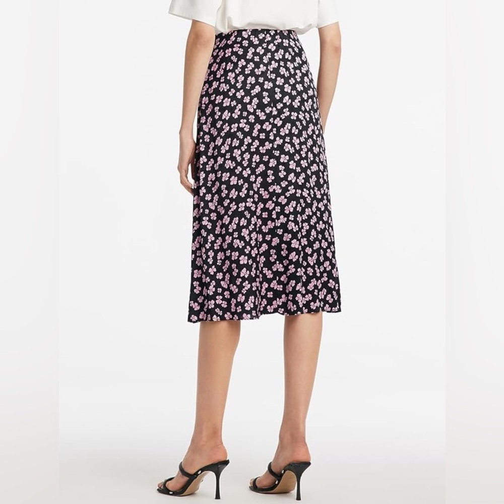 GOELIA Black and Pink Floral Midi Skirt - Picture 5 of 6